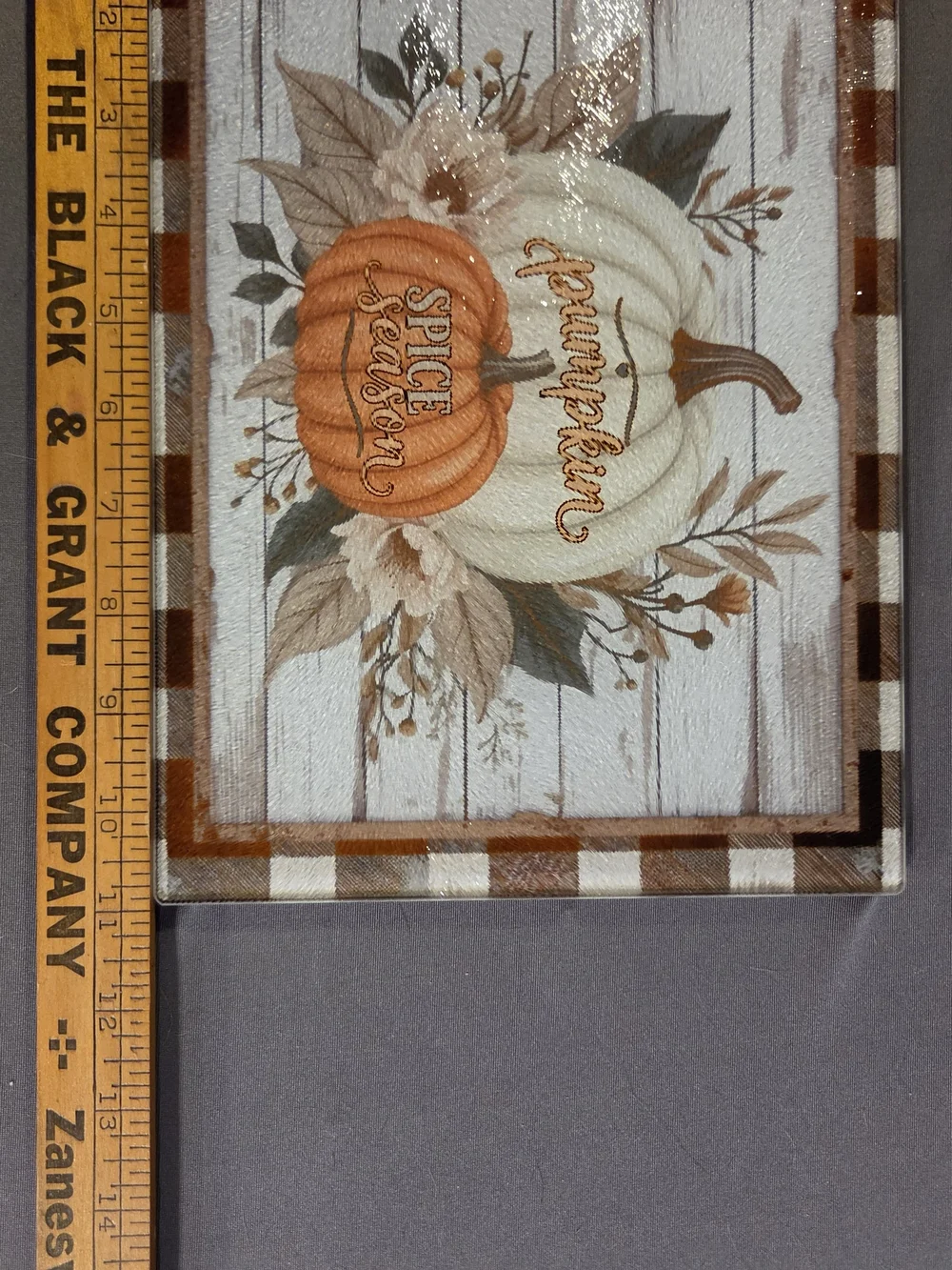 Pumpkin Spice Season Glass Cutting Board 8x11 Fall Farmhouse Decor